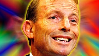 Opposition Leader Tony Abbott smiles in a psychedelic 'haze' (AAP ABC)