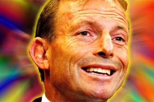 Opposition Leader Tony Abbott smiles in a psychedelic 'haze' (AAP/ABC)