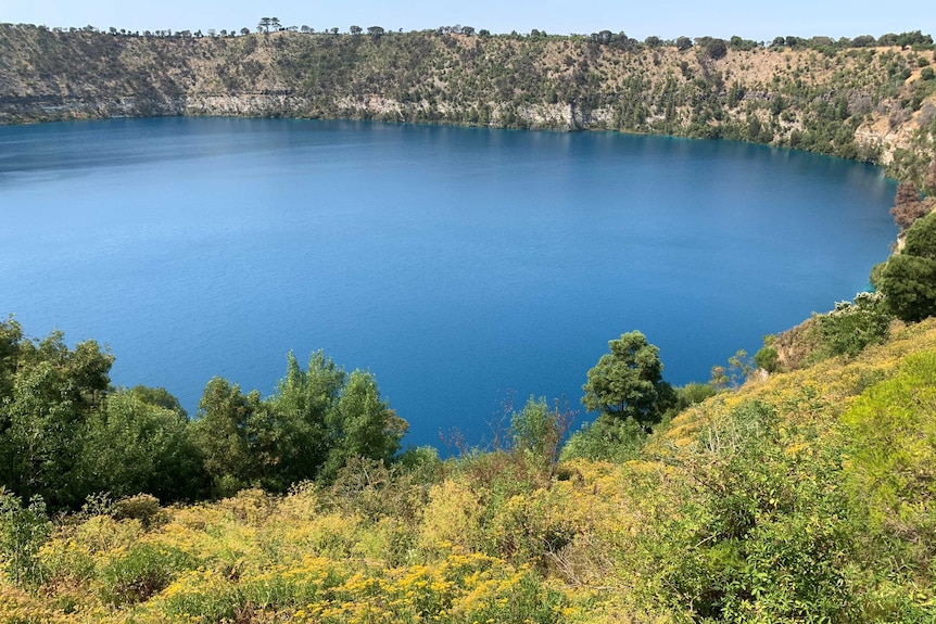 The Blue Lake fills one of the craters associated with Mount Gambier.