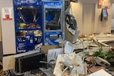 Wreckage inside a club after a ram raid.