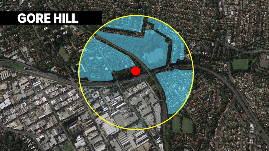 Map with radius of possible pollution area.