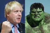 A composite of Boris Johnson and the fictional character The Hulk.