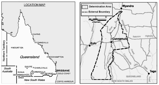 A map of the Kunja People's native title recognition