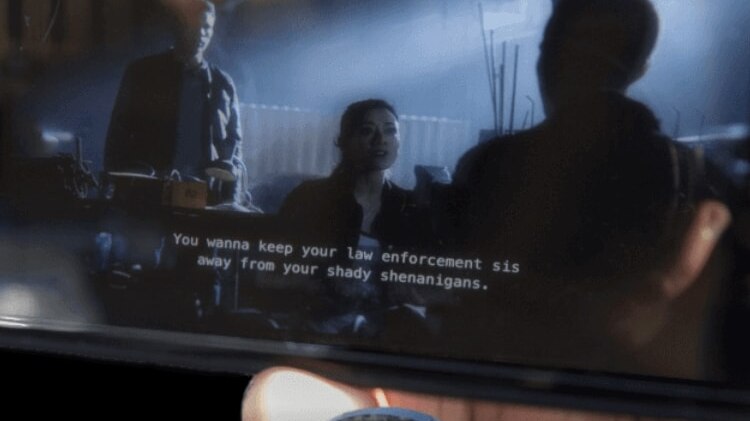 Moss's screen featuring a moment a screen still Netflix show Lucifer.