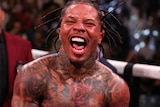 Gervonta Davis screams with delight in the ring after a fight