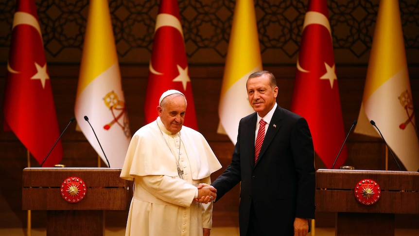 Pope Francis and Turkey's president Tayyip Erdogan