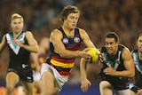 Kurt Tippett plays for the Crows in the Showdown at Football Park in July 2012.