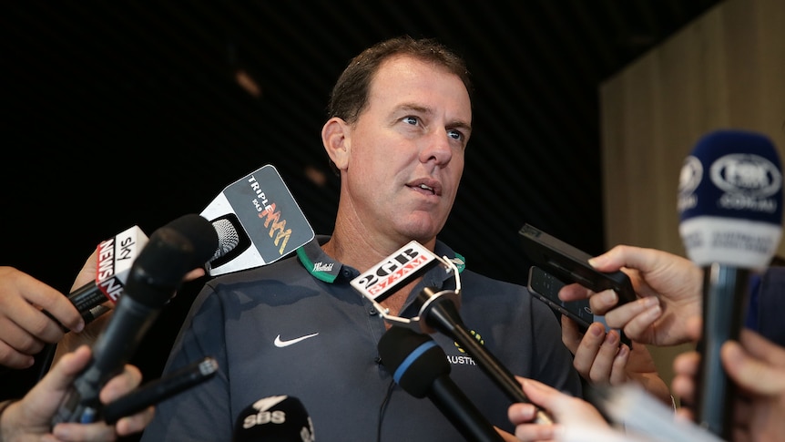 Matildas head coach Alen Stajcic talks to the media in Sydney on March 14, 2016.