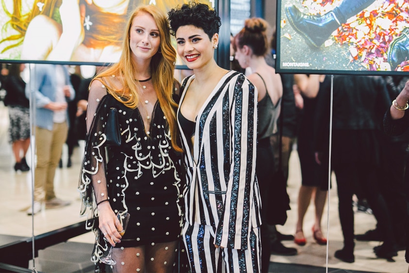 Vera Blue and Montaigne posing at the Her Sound Her Story photo exhibition
