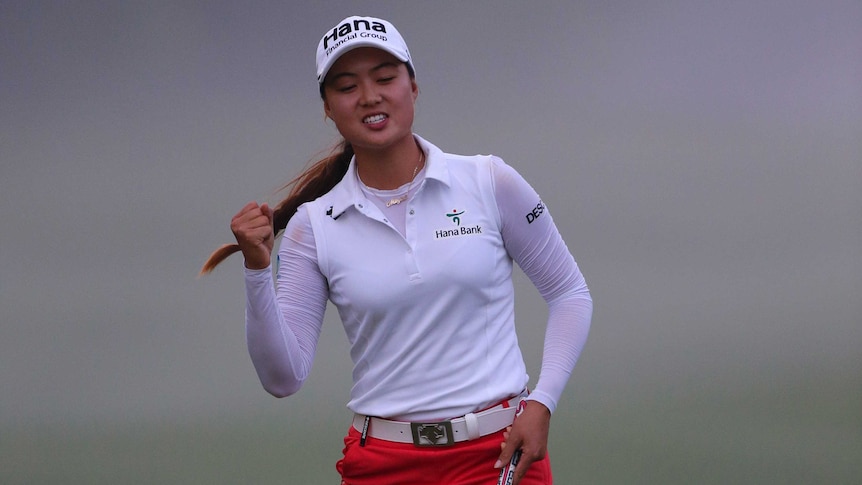 Minjee Lee celebrates