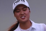 Minjee Lee celebrates eagle in final round at Kingsmill Championship