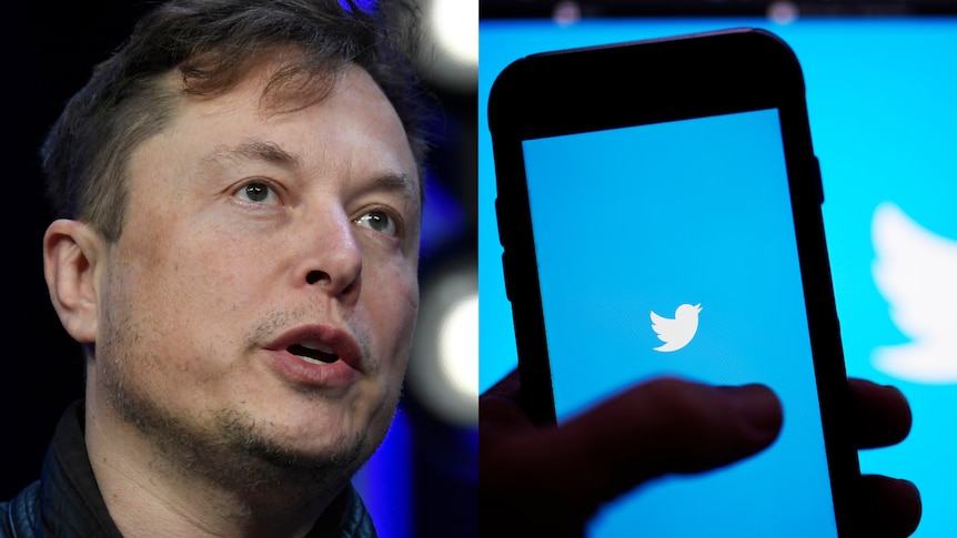 A composite image of a headshot of man with a six-o'clock shadow and a phone displaying a Twitter logo