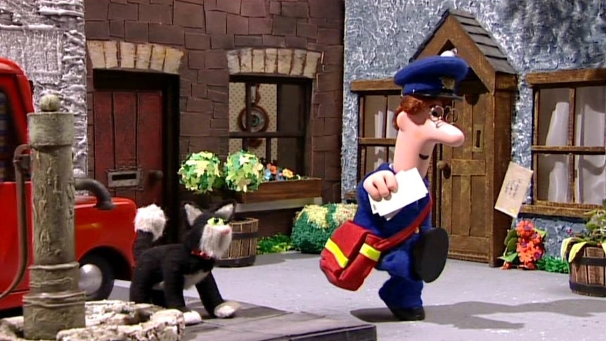 Postman Pat delivers mail with his black and white cat.