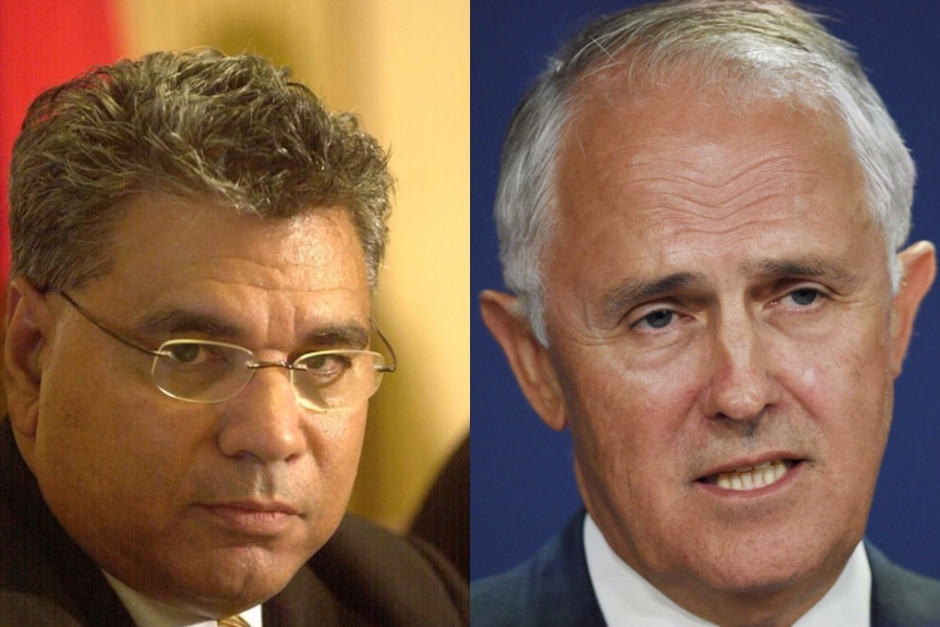 Composite image of LtoR Warren Mundine and Malcolm Turnbull.