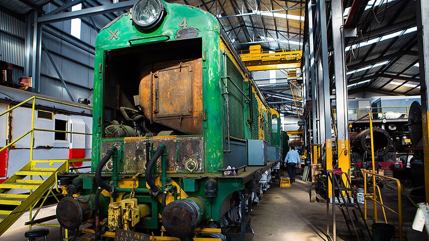 A diesel loco being restored