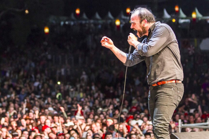 Future Islands frontman Sam T. Herring performing at Splendour In The Grass 2017