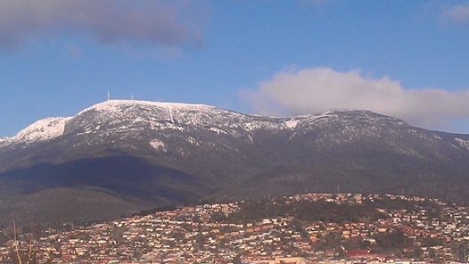 Snow-dusted Mount Wellington, Hobart, Tasmania.