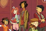 Comic book illustration of Jo, April, Mal, Molly, and Ripley from the Lumberjanes series