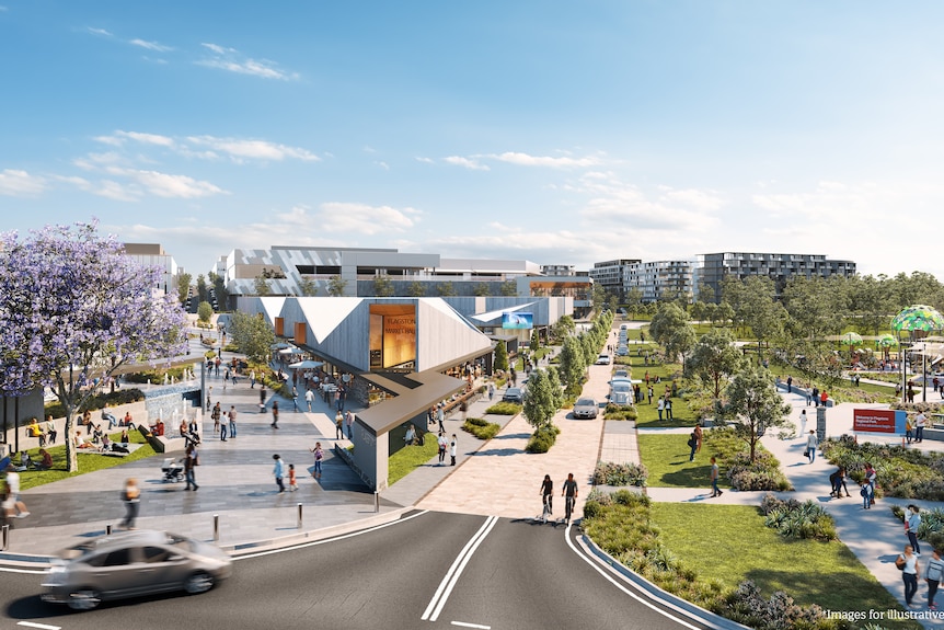 A concept image of the future town centre in Flagstone.
