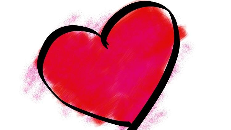 Picture graphic of a heart. The heart is red and it has a black outline around it 
