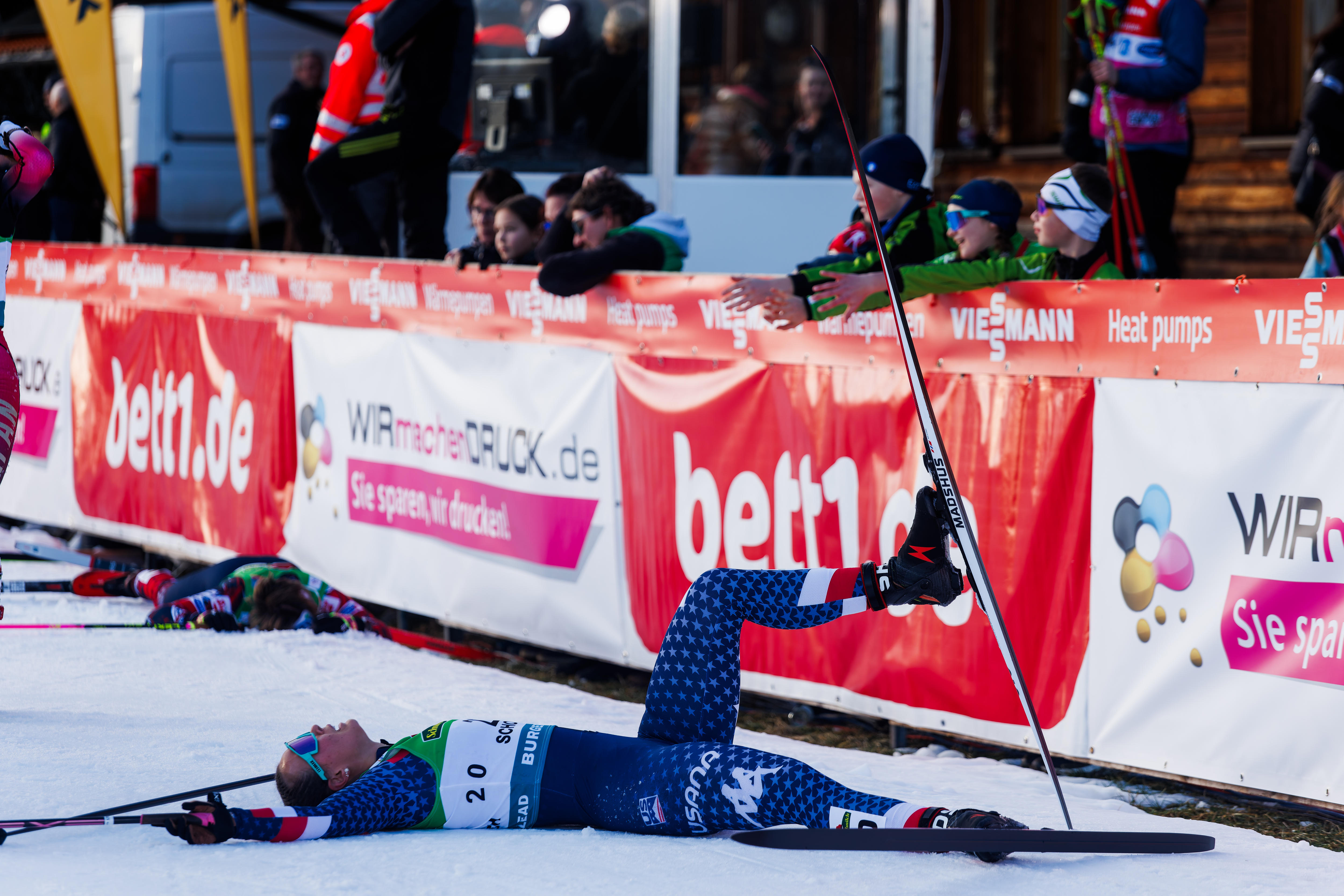 Annika Malacinski lies on the snow