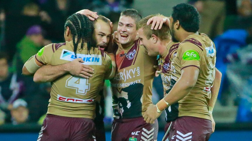 Manly celebrates against Storm