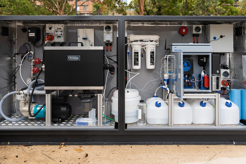 Inside a cupboard with testing equipment 