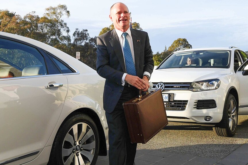 Campbell Newman arrives at Parliament House for the COAG meeting.