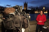 Lisa Millar doing a News Breakfast live cross from Westminster.