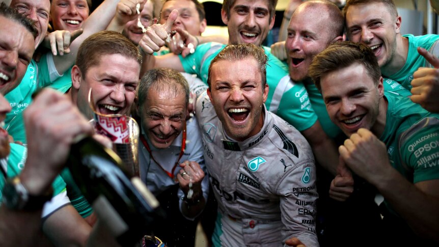 Nico Rosberg celebrates European Grand Prix win