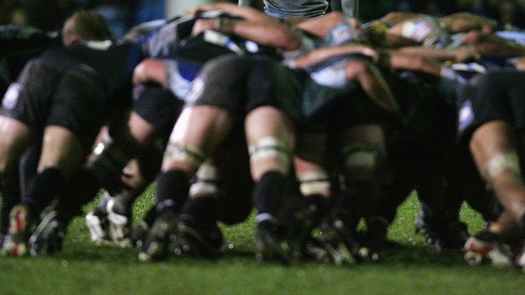 Slightly blurred picture of a rugby union scrum