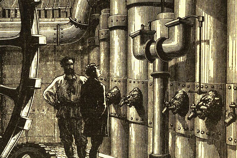 An illustration from Jules Verne's Twenty Thousand Leagues Under the Seas.