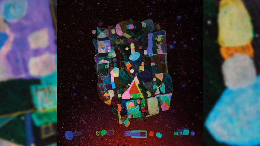 the album cover for little dragon's new me same us is an abstract crayon drawing laid over a starry sky