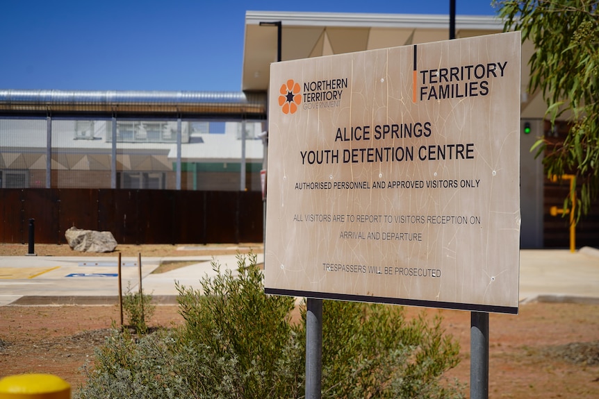A sign showing Alice Springs Youth Detention Centre, in front of the entrance to the prison.