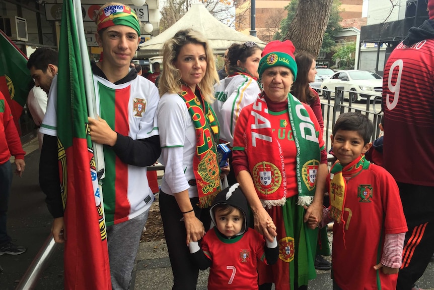 A family of Portuguese fans in Sydney.