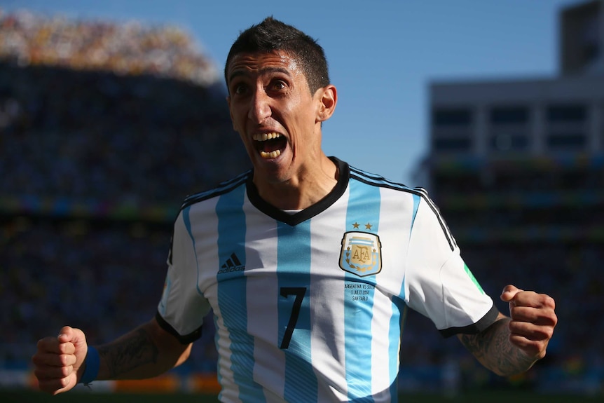 Angel Di Maria celebrates goal for Argentina