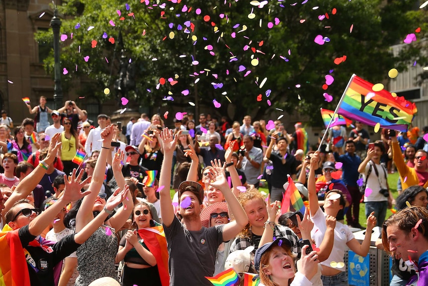 People celebrate same-sex marriage Yes vote