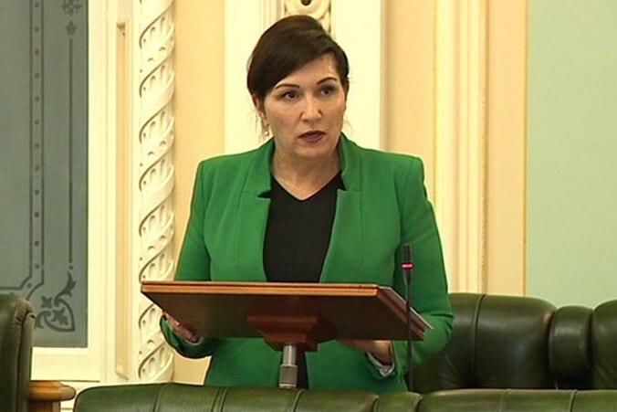 A woman speaking in parliament.