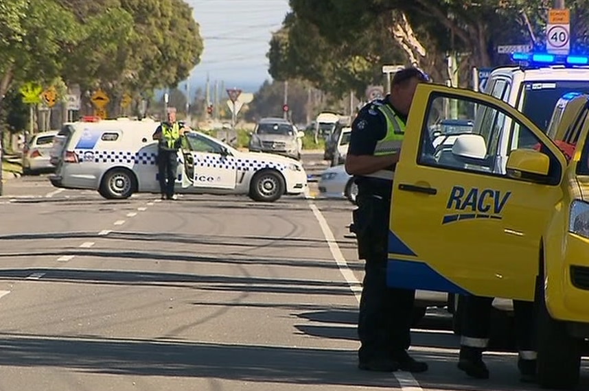 A police car blocking Maddox St Newport.