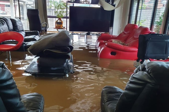 Inside of flooded house