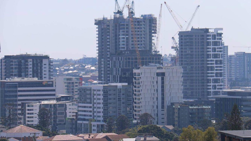 Generic photo of Brisbane apartments being built, taken some distance away.