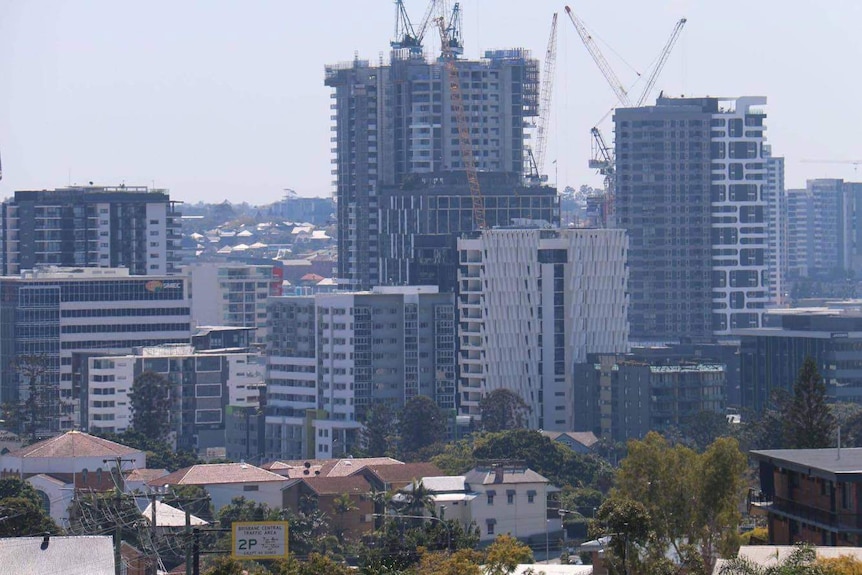 Generic photo of Brisbane apartments being built, taken some distance away.