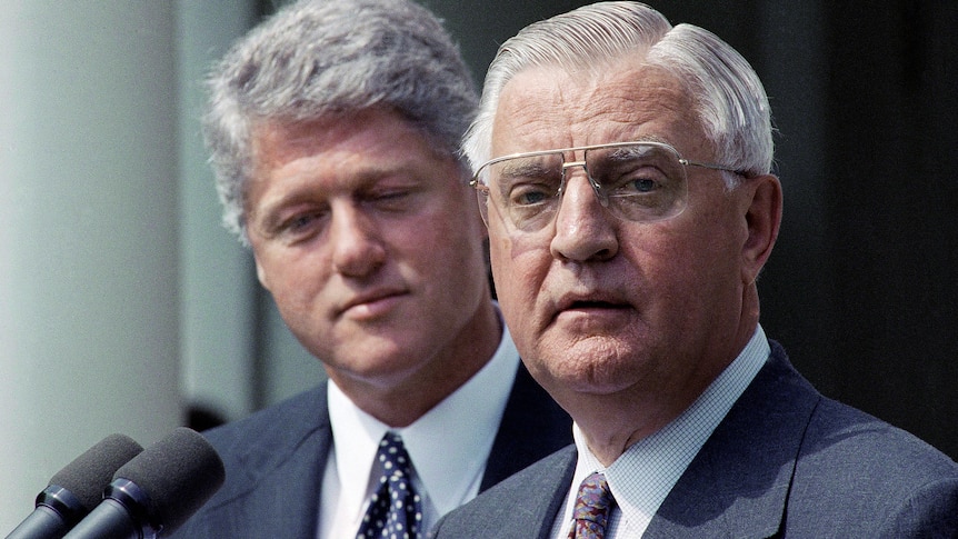 Mr Mondale, pictured with Bill Clinton in 1993, died on Monday (local time) in Minneapolis.