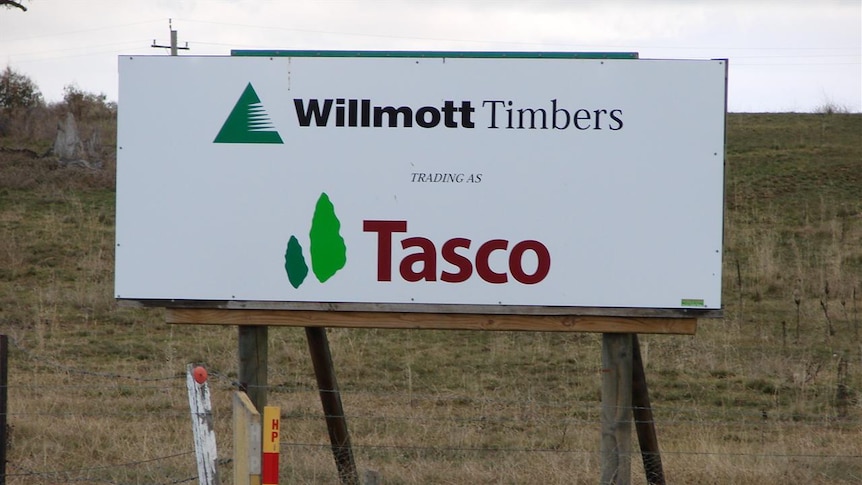 Willmott Timber Tasco sign at Bombala softwood processing plant