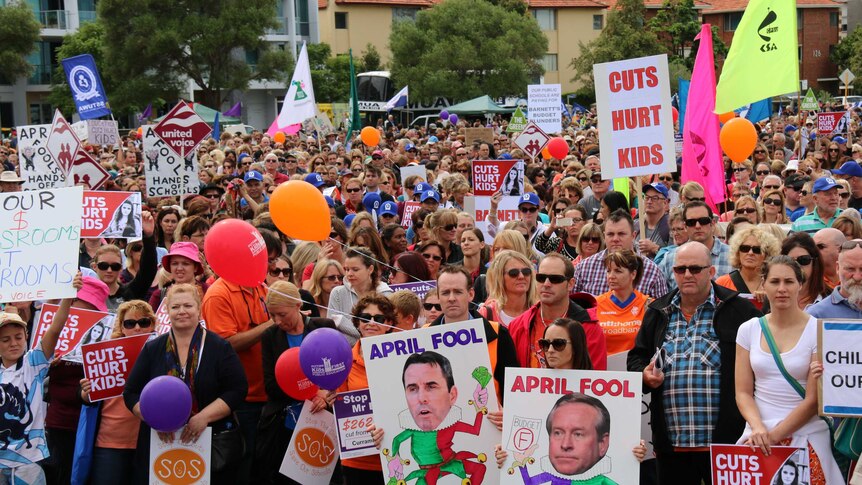 Teachers, students and supporters have rallied in Perth to protest cuts to education spending.