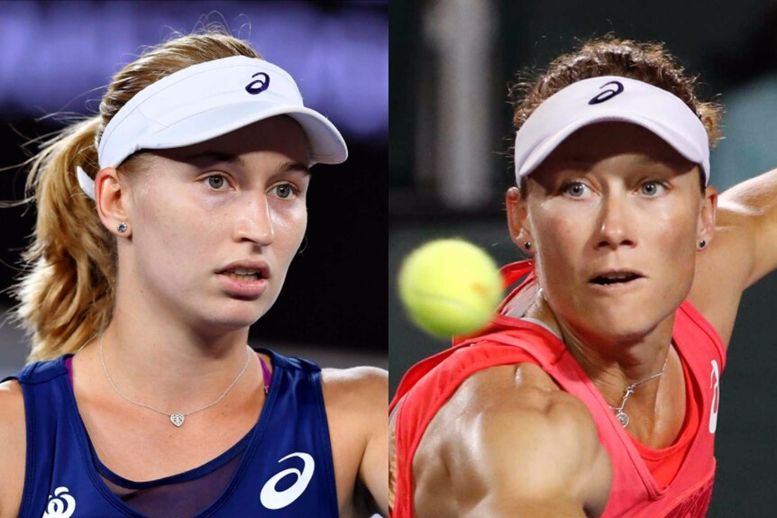 Sam Stosur and Daria Gavrilova playing tennis