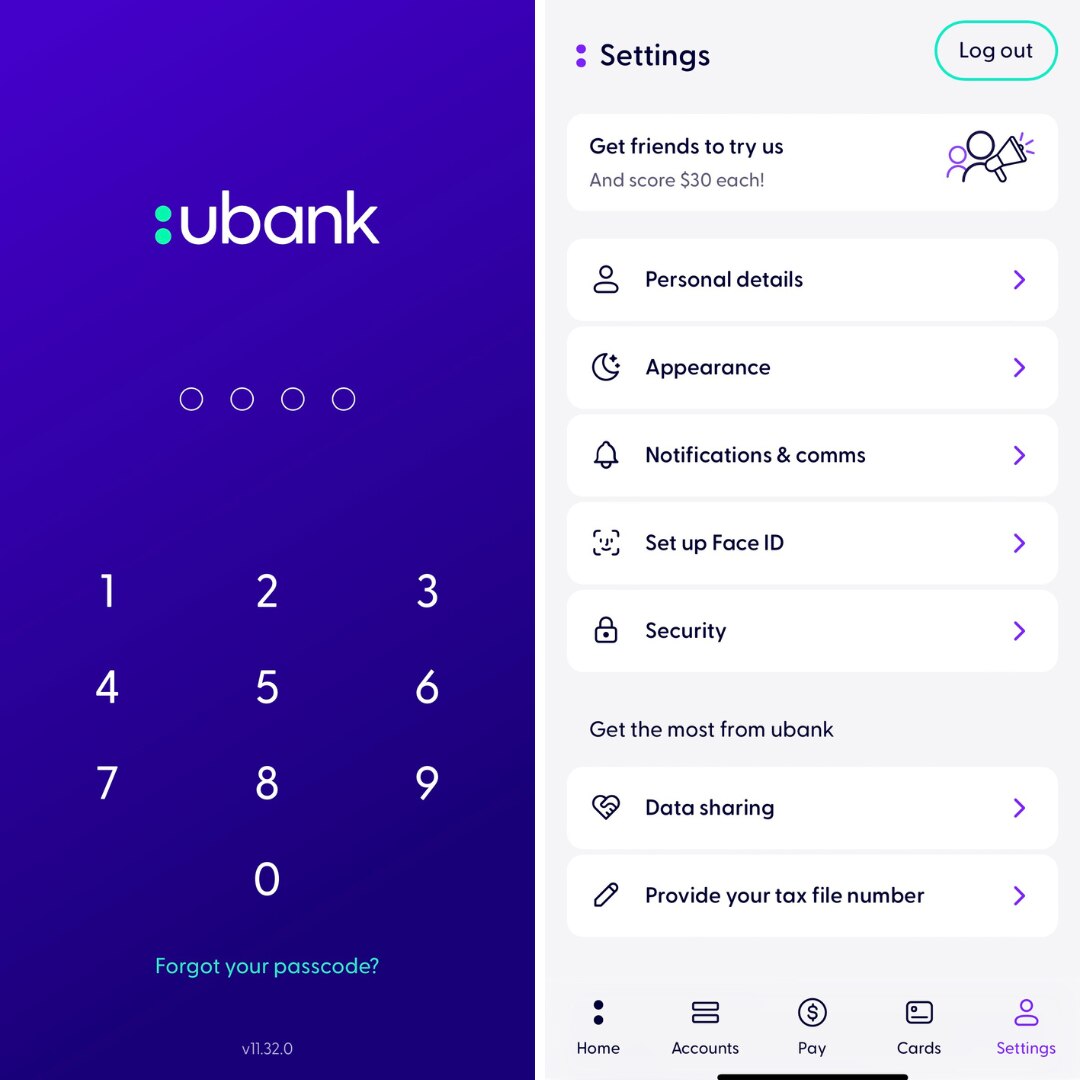 Ubank interface