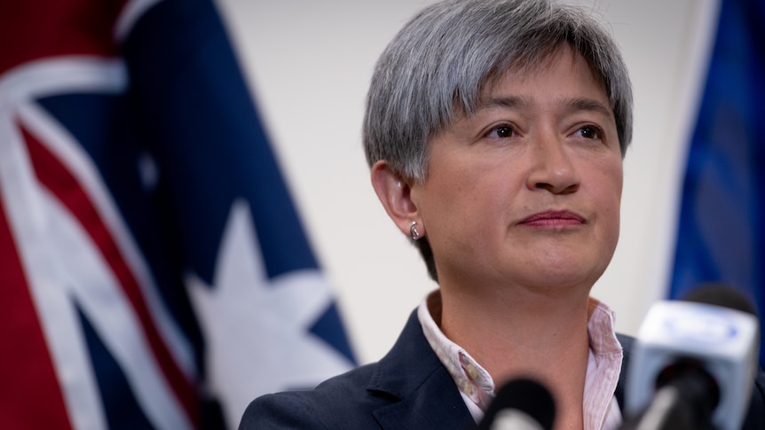 Foreign minister Penny Wong faces the media in Adelaide. 2024-04-06 10:04:00