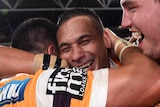 Justin Hodges celebrates preliminary final win over Roosters
