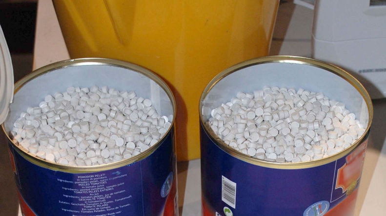 The drugs were found packed in more than 3,000 tomato tins in a shipping container.